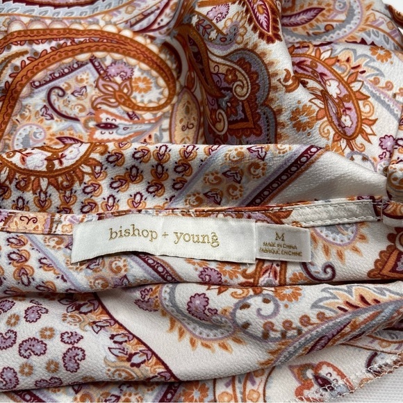 Bishop + Young Cami Tank Top Satin Drape Neck Y2K Paisley Summer Boho Geometric - Picture 12 of 14